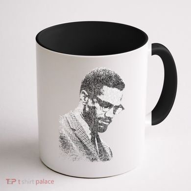 Malcolm X Black And White Portrait Coffee Mug back