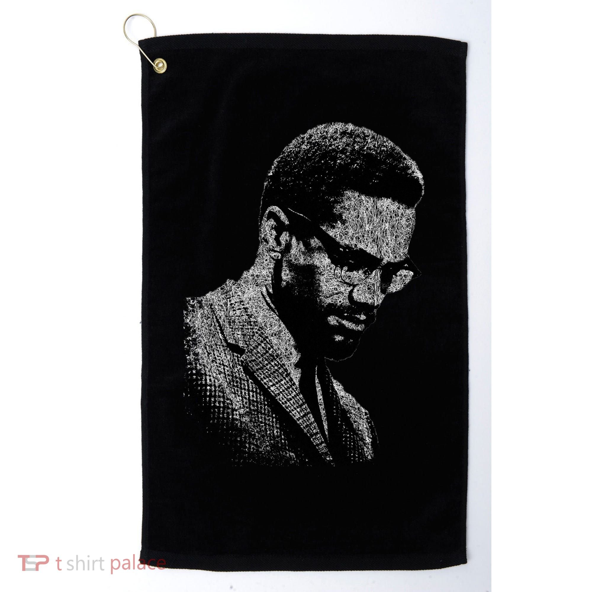 Malcolm X Black And White Portrait Golf Towel