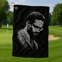 Malcolm X Black And White Portrait Golf Towel thumb 1