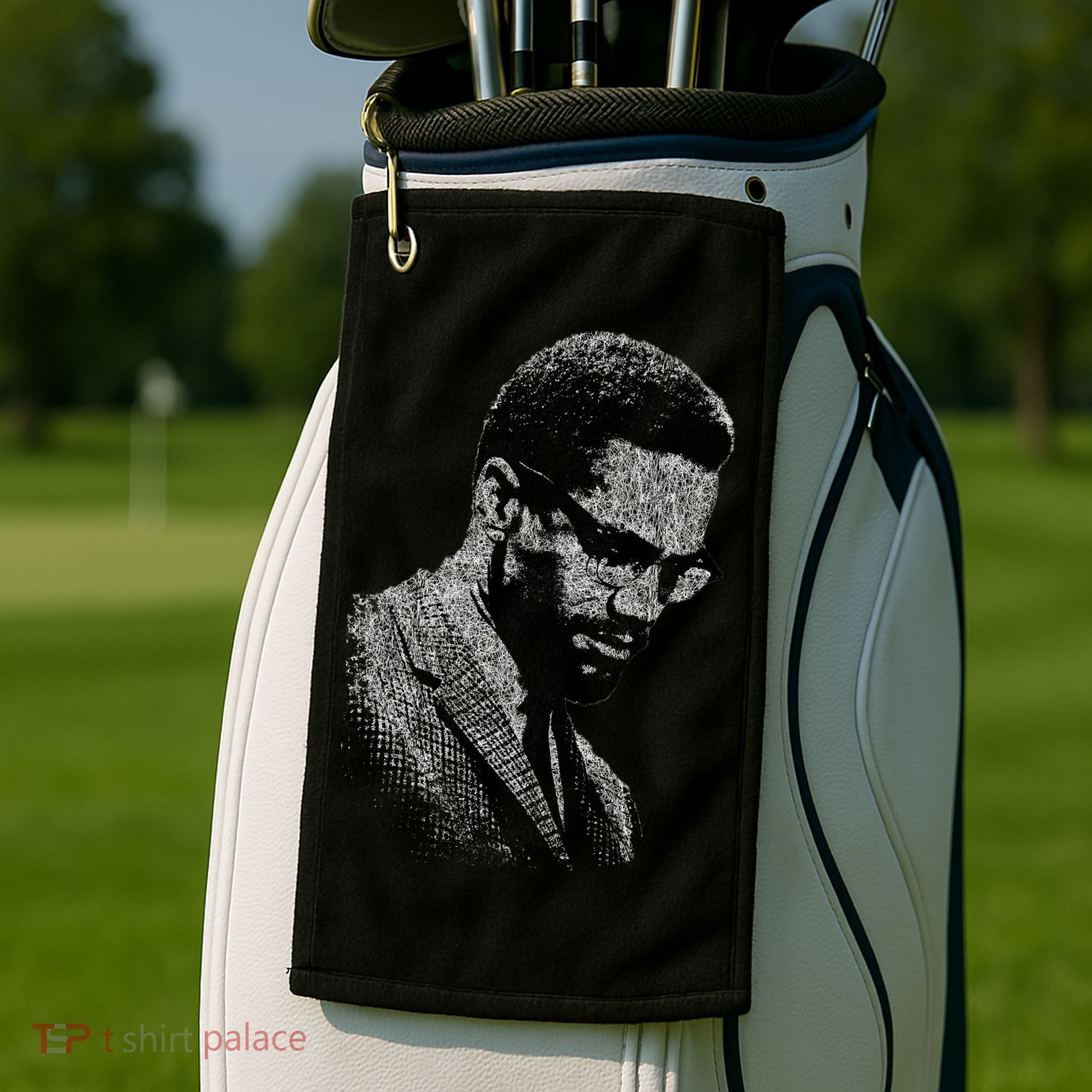 Malcolm X Black And White Portrait Golf Towel