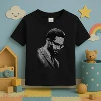 Malcolm X Black And White Portrait Toddler T-Shirt thumb 3
