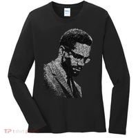 Malcolm X Black And White Portrait Women's Long Sleeve Shirt thumb 0