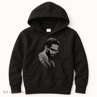 Malcolm X Black And White Portrait Kids Hoodie