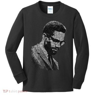 Malcolm X Black And White Portrait Kids Long Sleeve Shirt