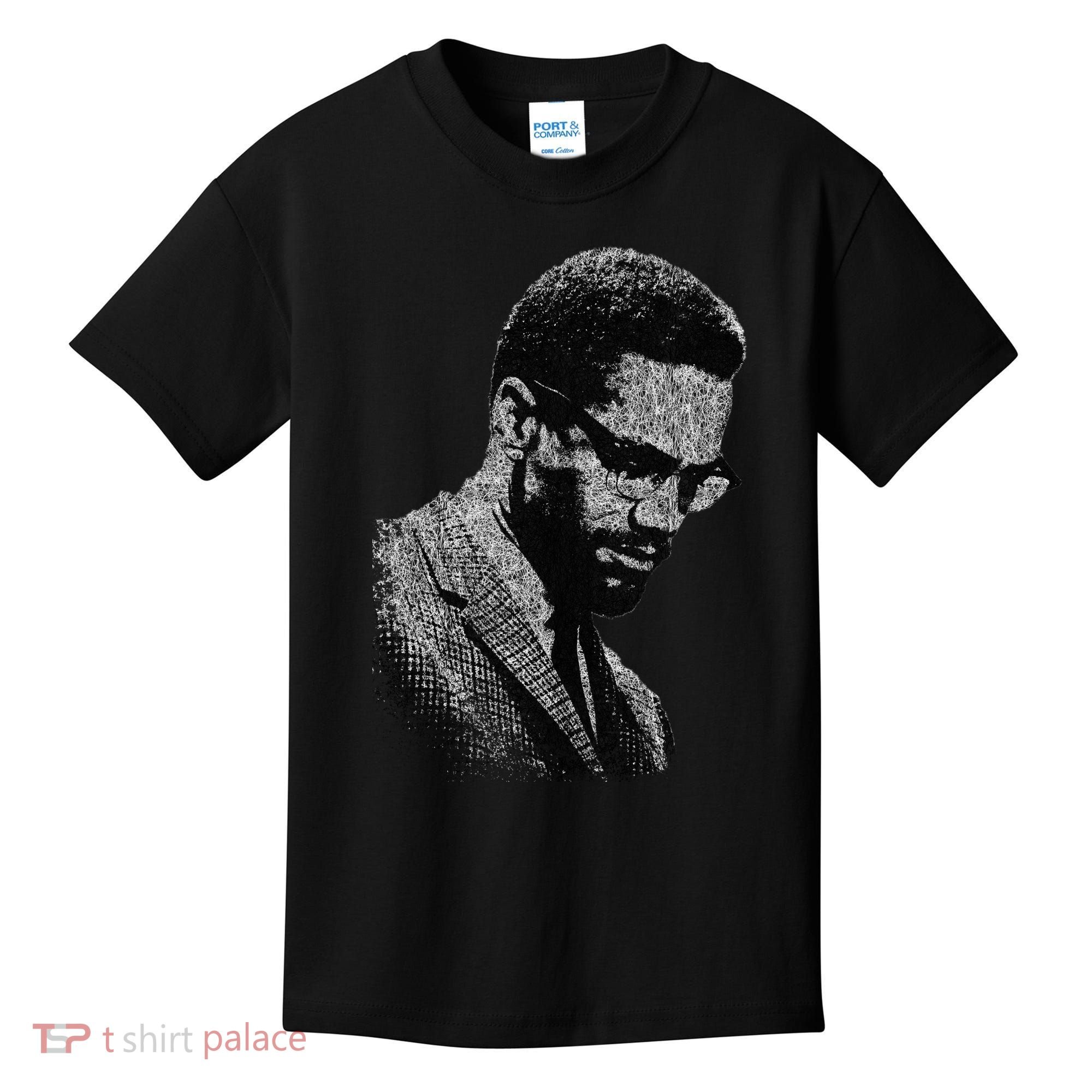 Malcolm X Black And White Portrait Kids T-Shirt