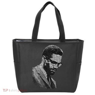 Malcolm X Black And White Portrait Tote Bag