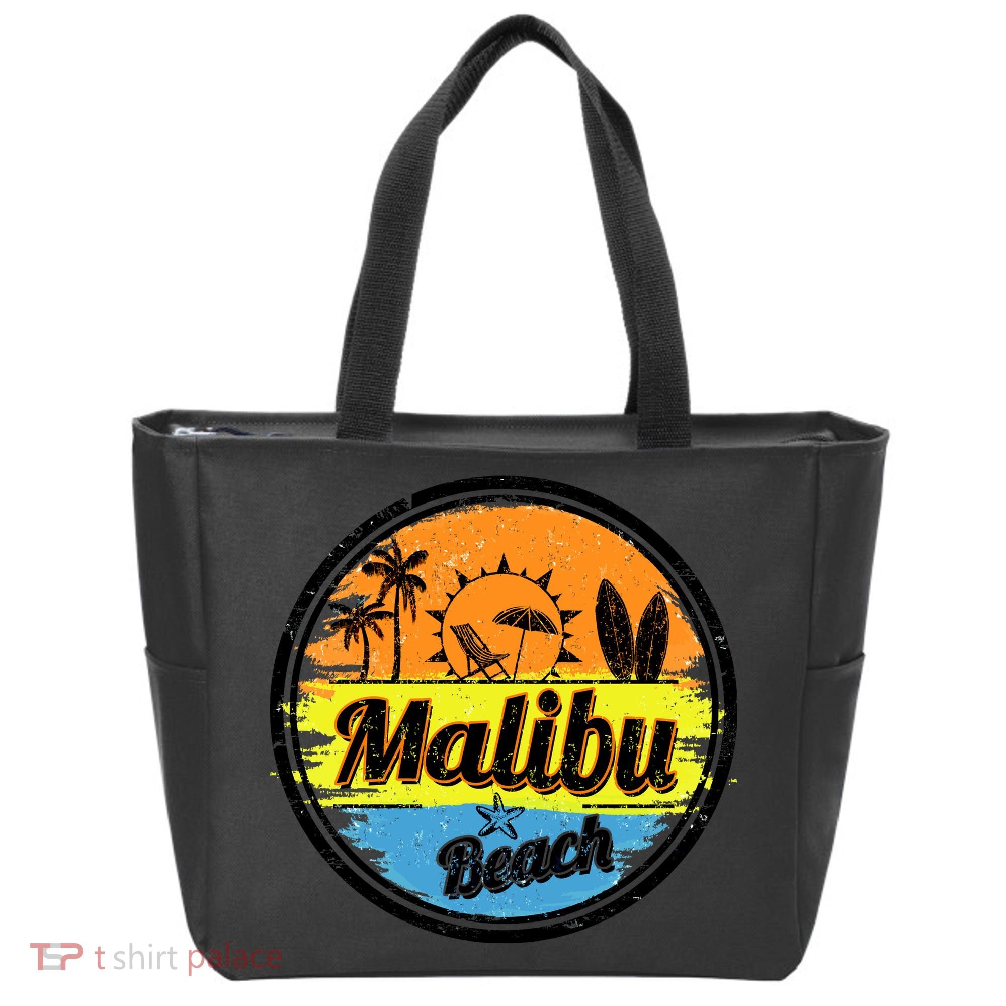 Malibu Beach Retro Circle Tote Bag