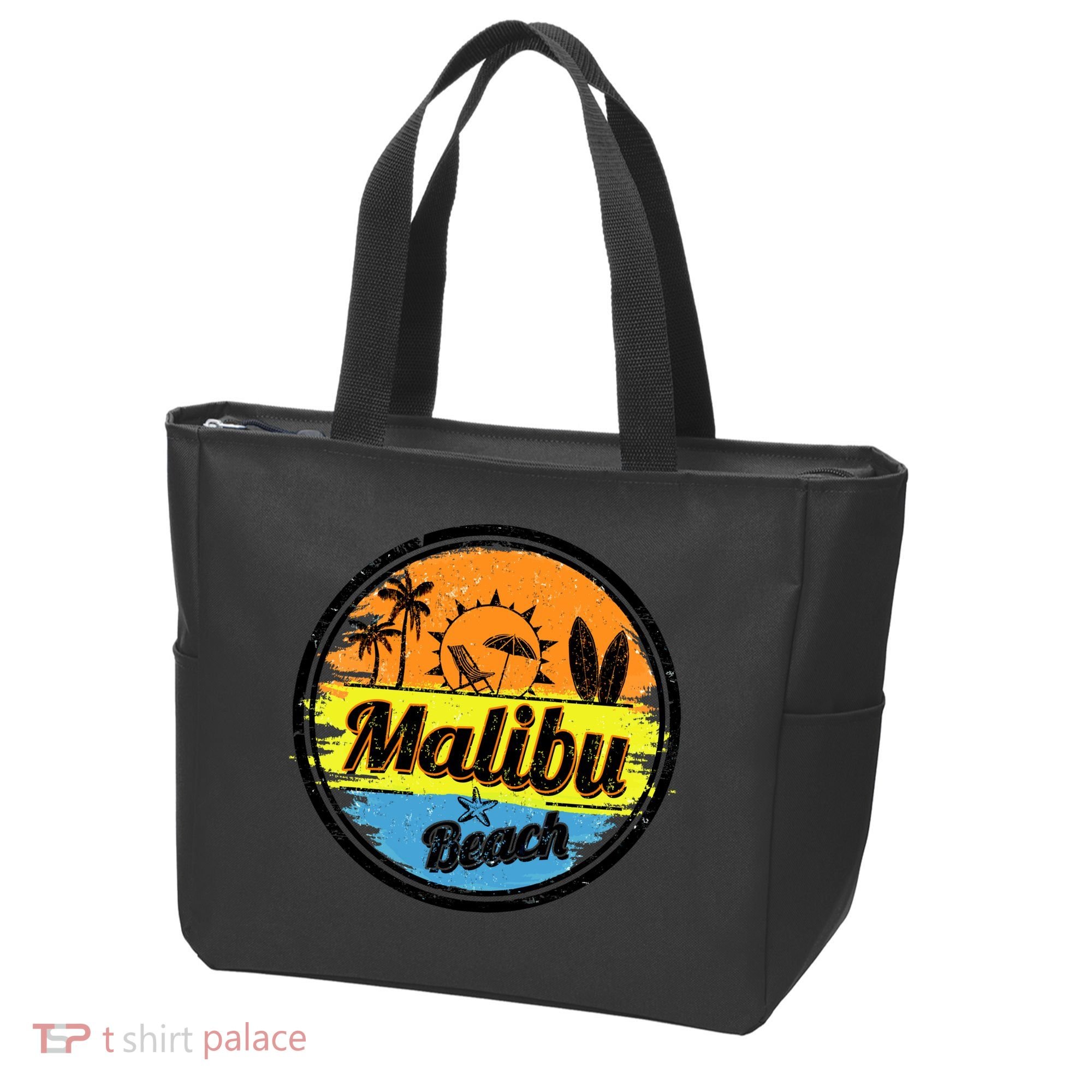 Malibu Beach Retro Circle Tote Bag