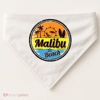 Malibu Beach Retro Circle USA-Made Doggie Bandana thumb 0