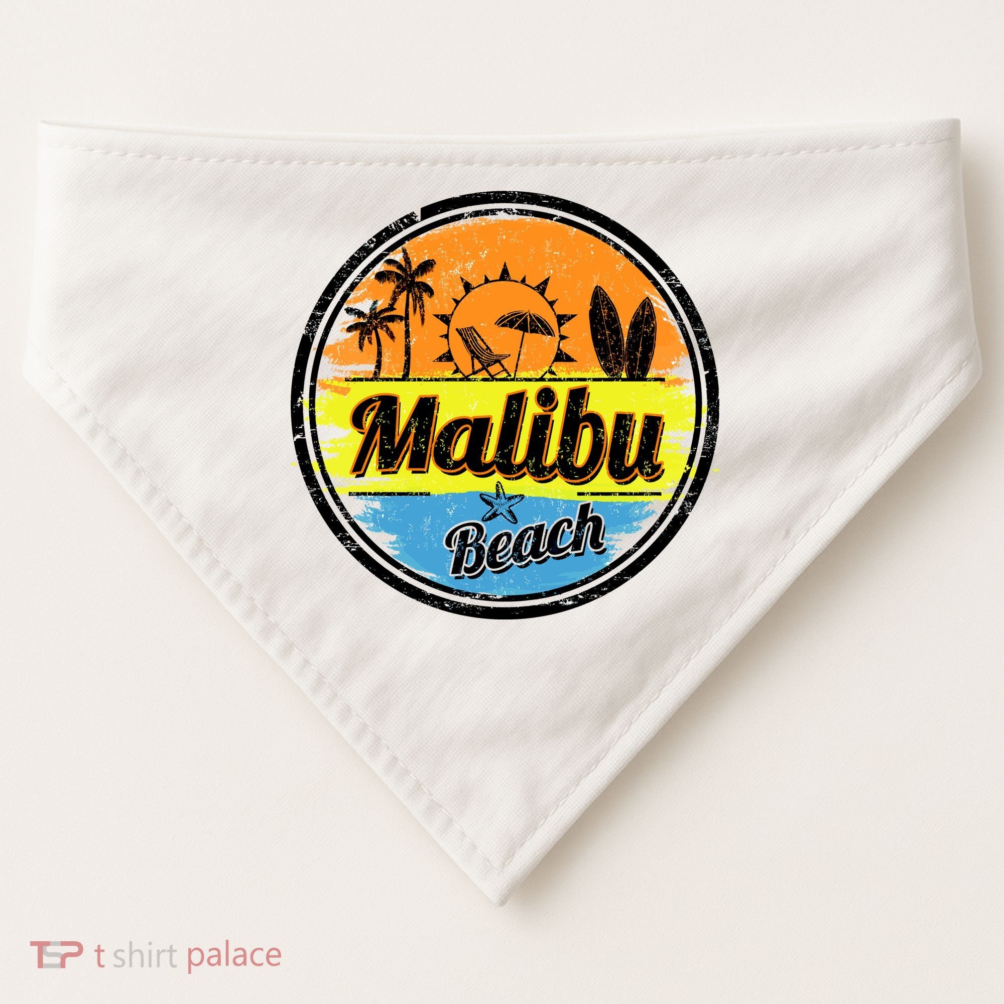 Malibu Beach Retro Circle USA-Made Doggie Bandana