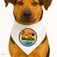 Malibu Beach Retro Circle USA-Made Doggie Bandana thumb 1