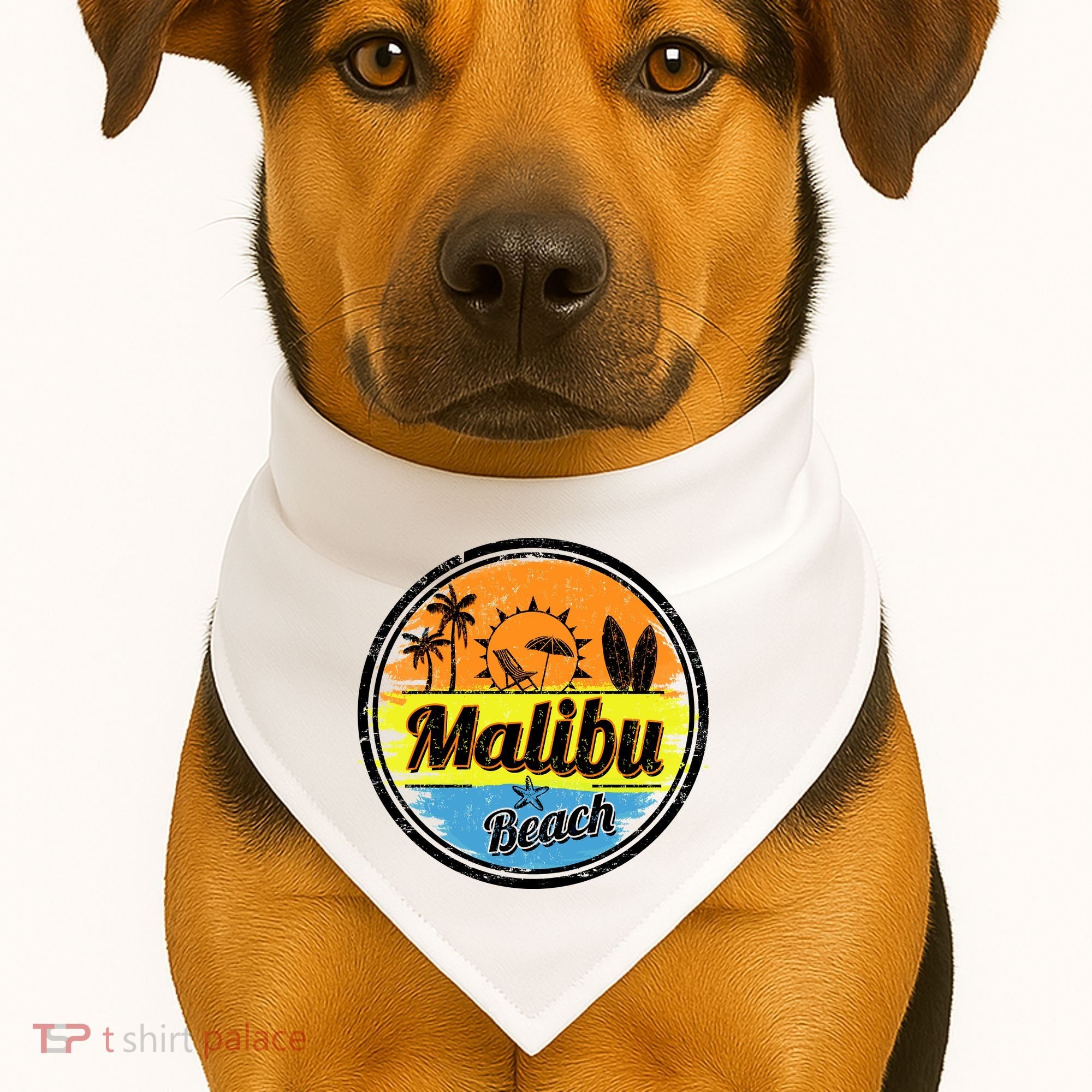 Malibu Beach Retro Circle USA-Made Doggie Bandana