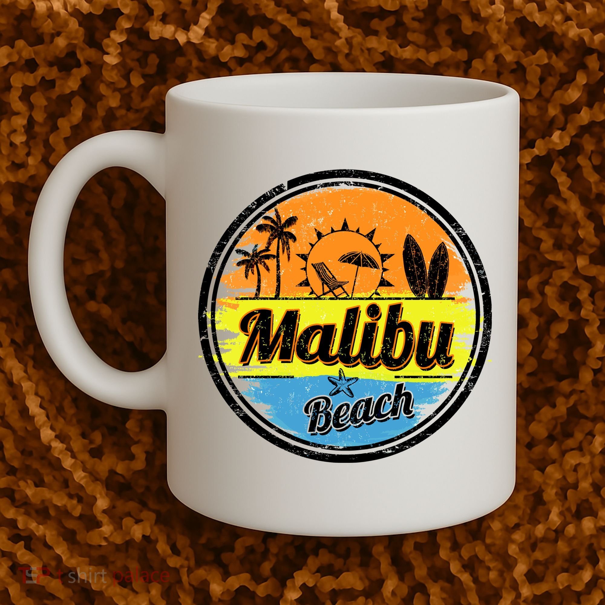 Malibu Beach Retro Circle Coffee Mug
