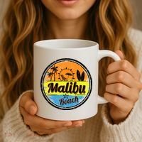 Malibu Beach Retro Circle Coffee Mug thumb 3