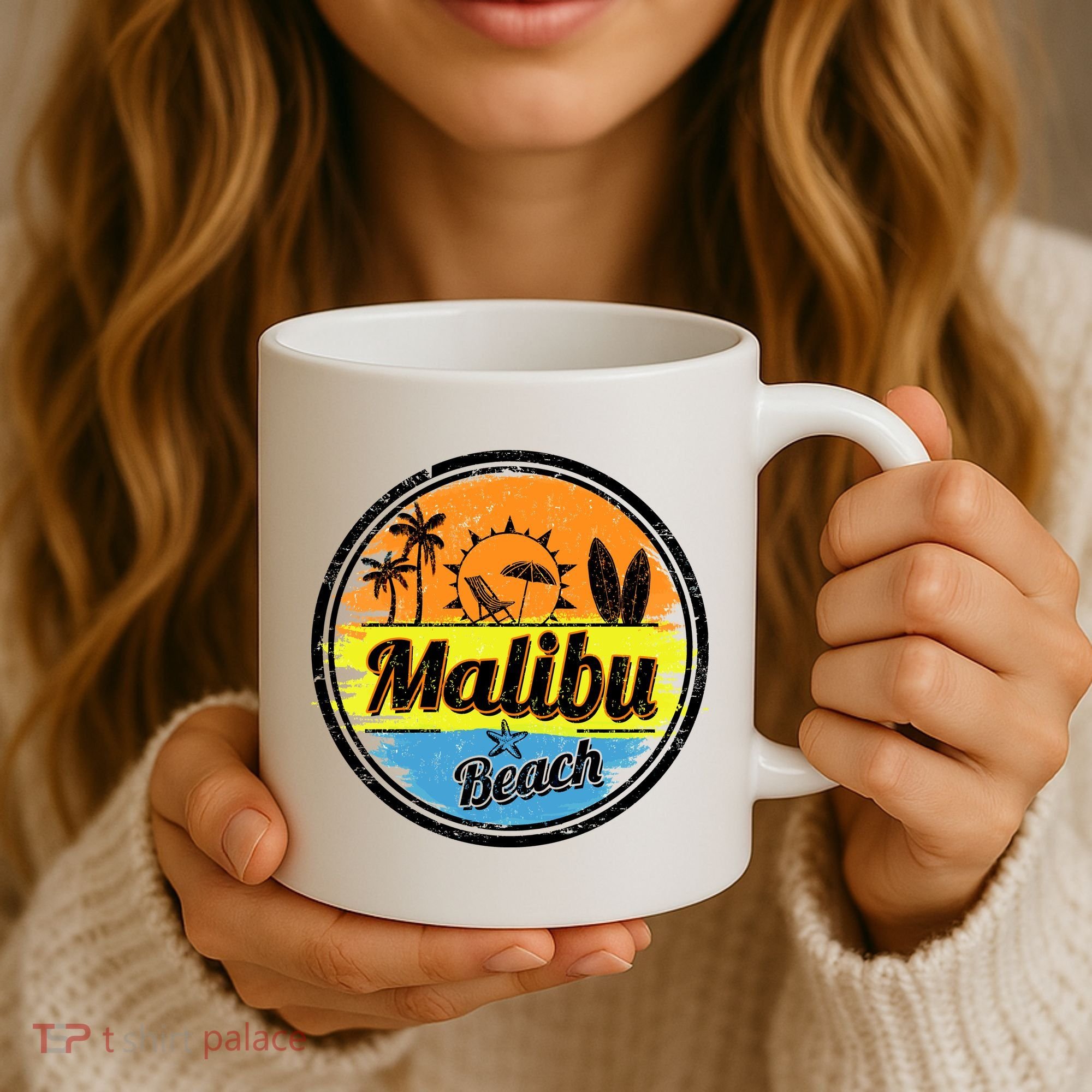 Malibu Beach Retro Circle Coffee Mug