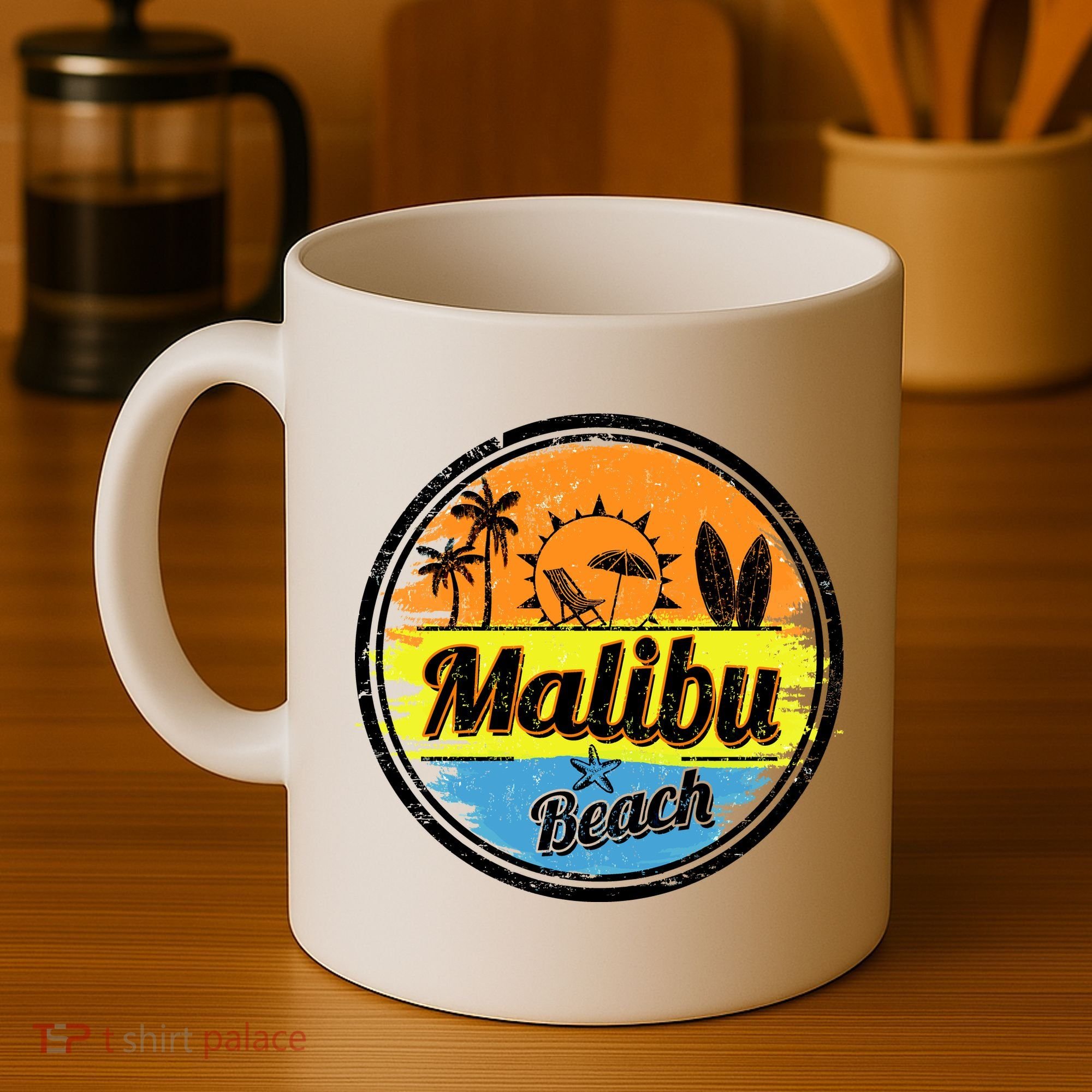 Malibu Beach Retro Circle Coffee Mug
