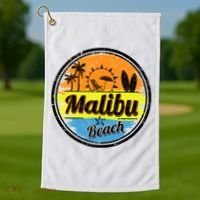 Malibu Beach Retro Circle Golf Towel thumb 1