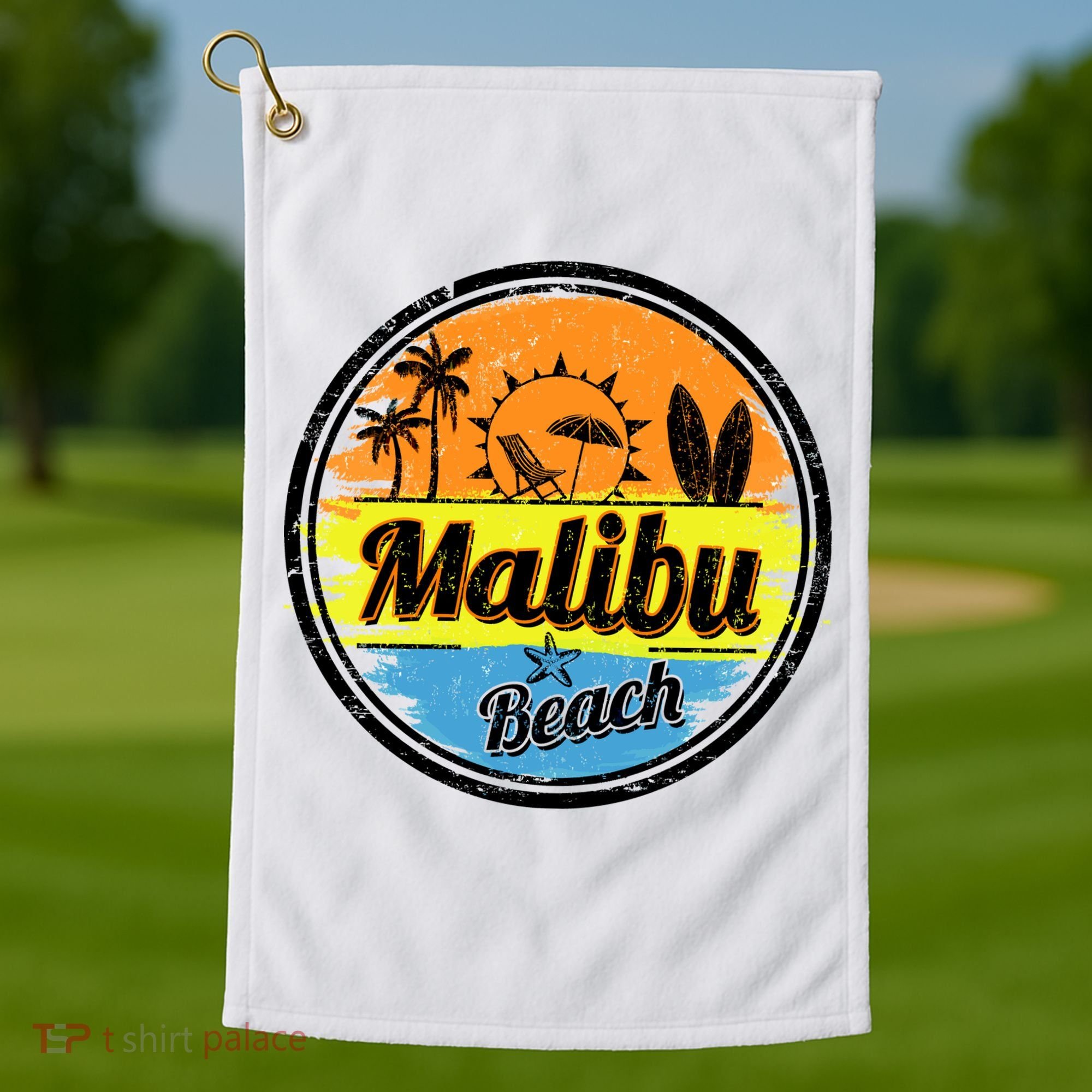 Malibu Beach Retro Circle Golf Towel