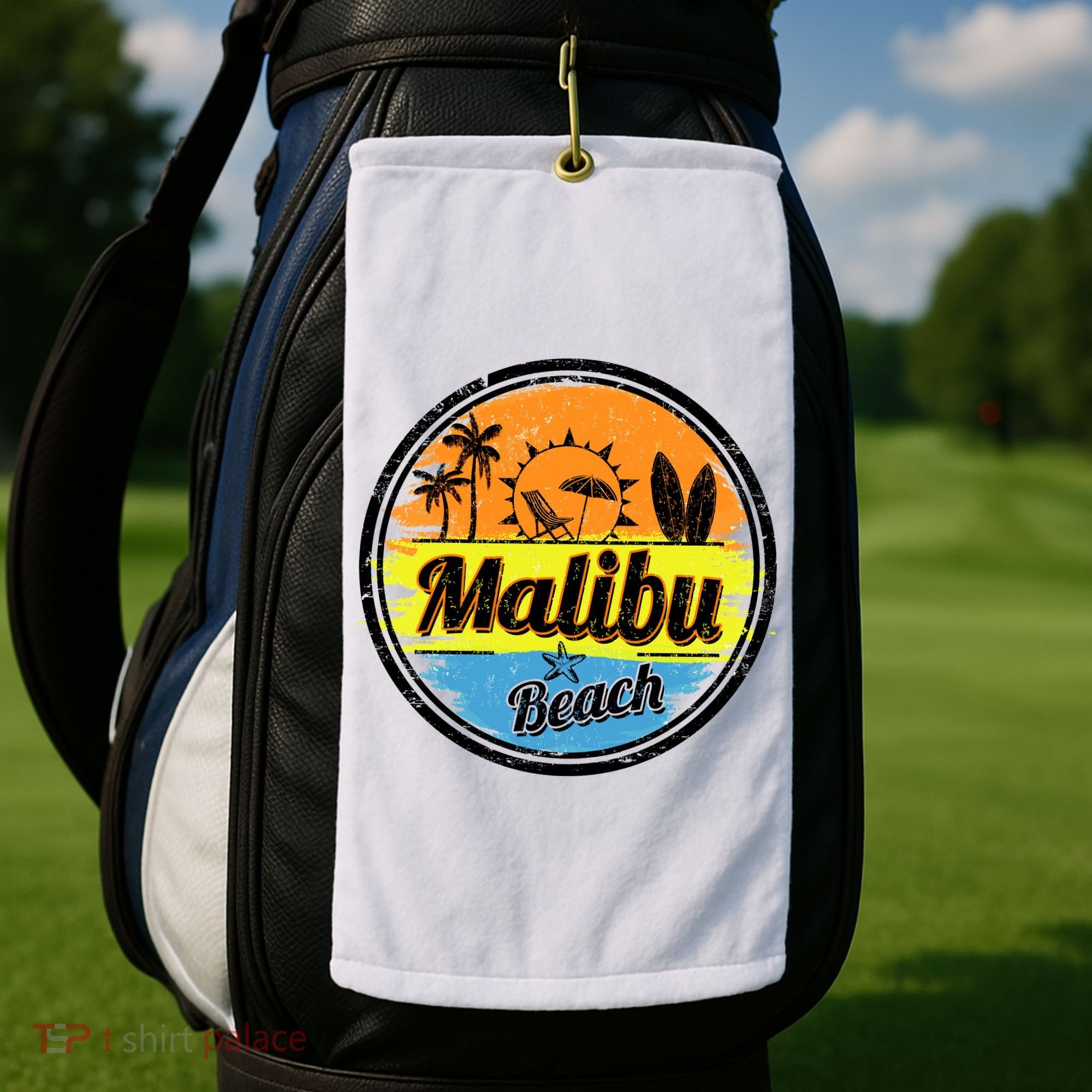 Malibu Beach Retro Circle Golf Towel