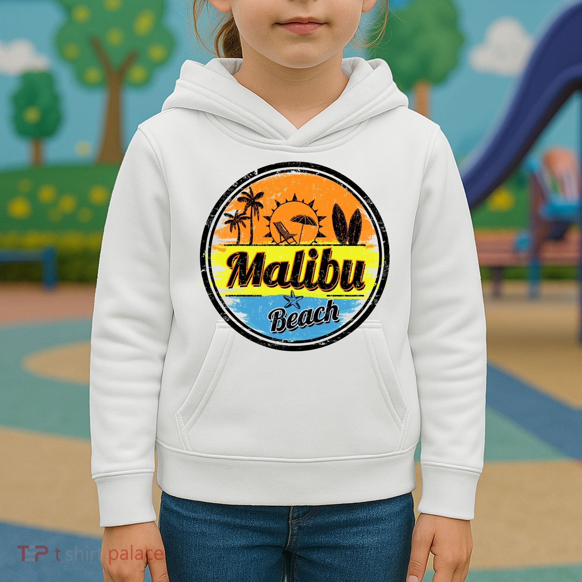 Malibu Beach Retro Circle Kids Hoodie