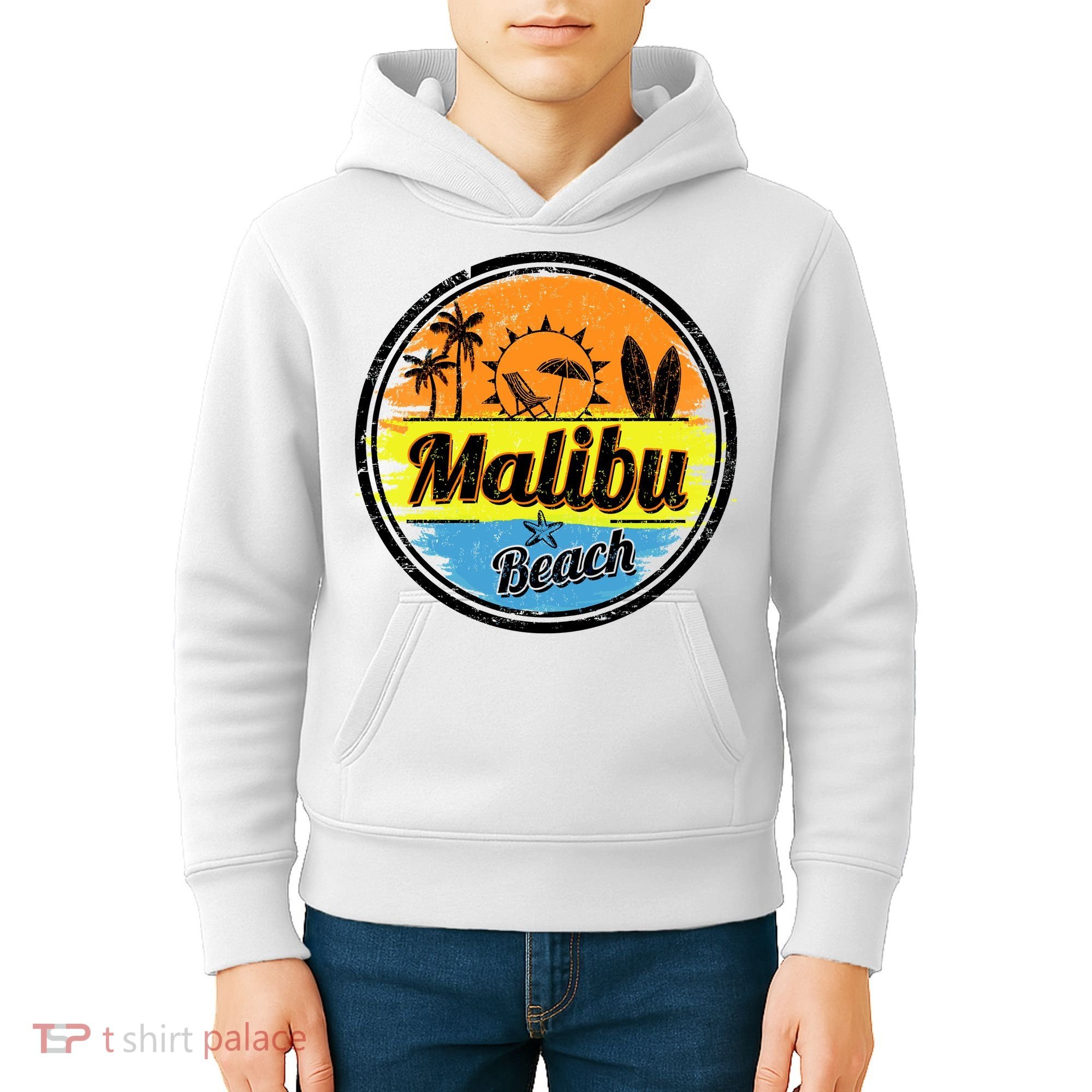 Malibu Beach Retro Circle Kids Hoodie