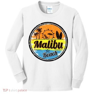 Malibu Beach Retro Circle Kids Long Sleeve Shirt