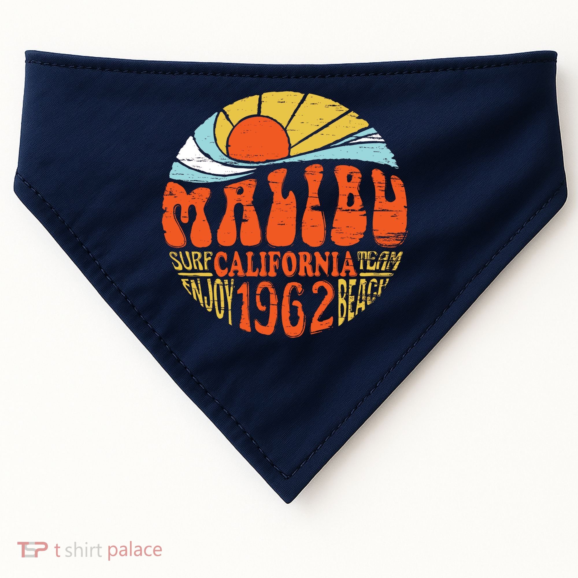 Malibu California Retro Distressed USA-Made Doggie Bandana