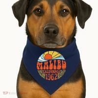 Malibu California Retro Distressed USA-Made Doggie Bandana thumb 1