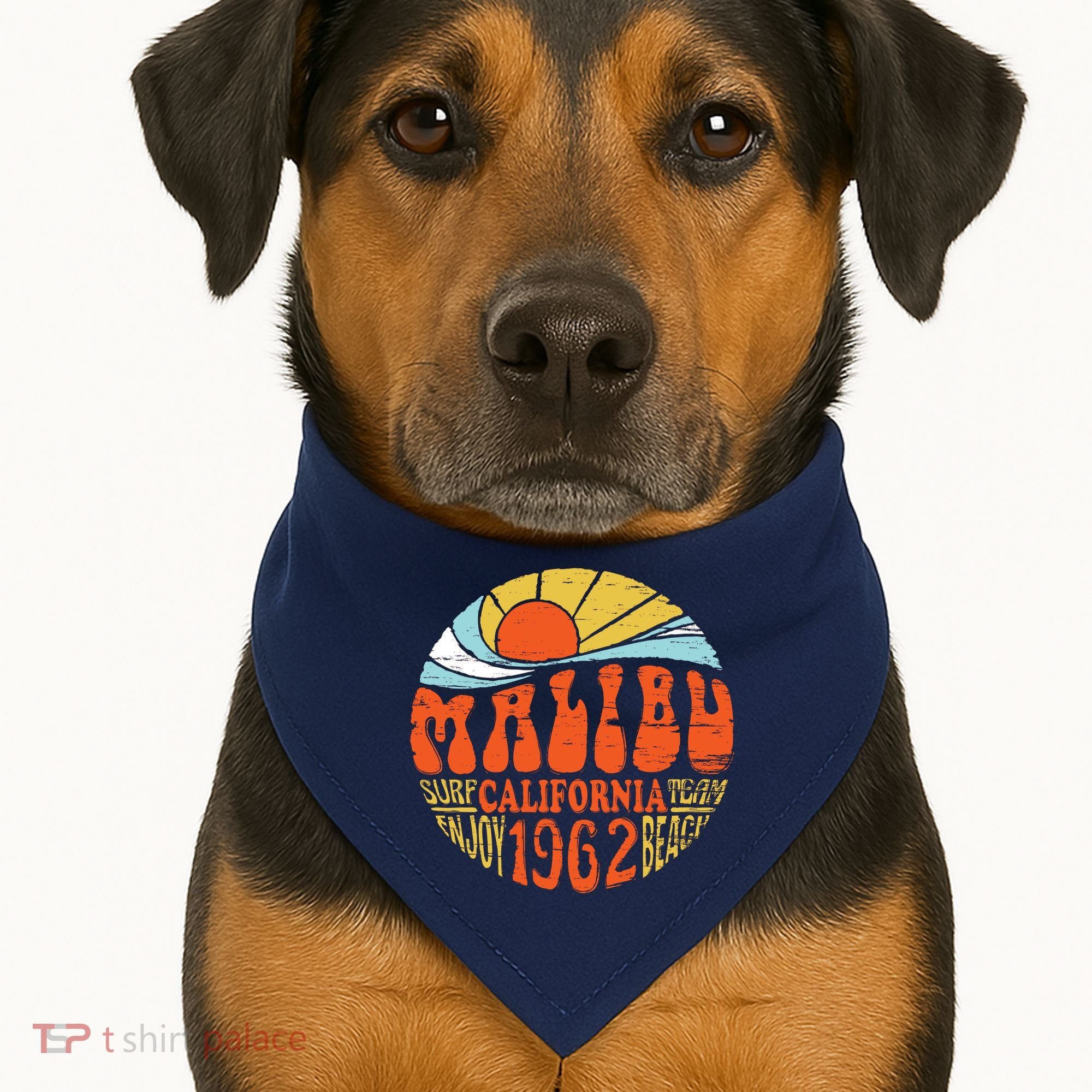 Malibu California Retro Distressed USA-Made Doggie Bandana