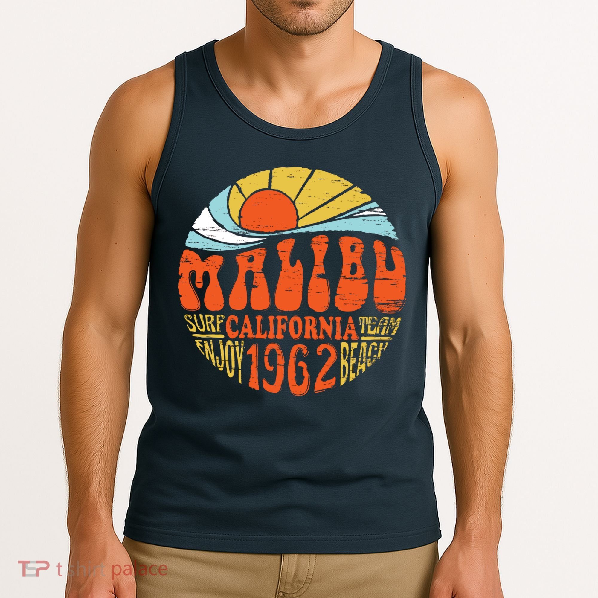 Malibu California Retro Distressed Tank Top