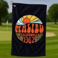 Malibu California Retro Distressed Golf Towel thumb 1
