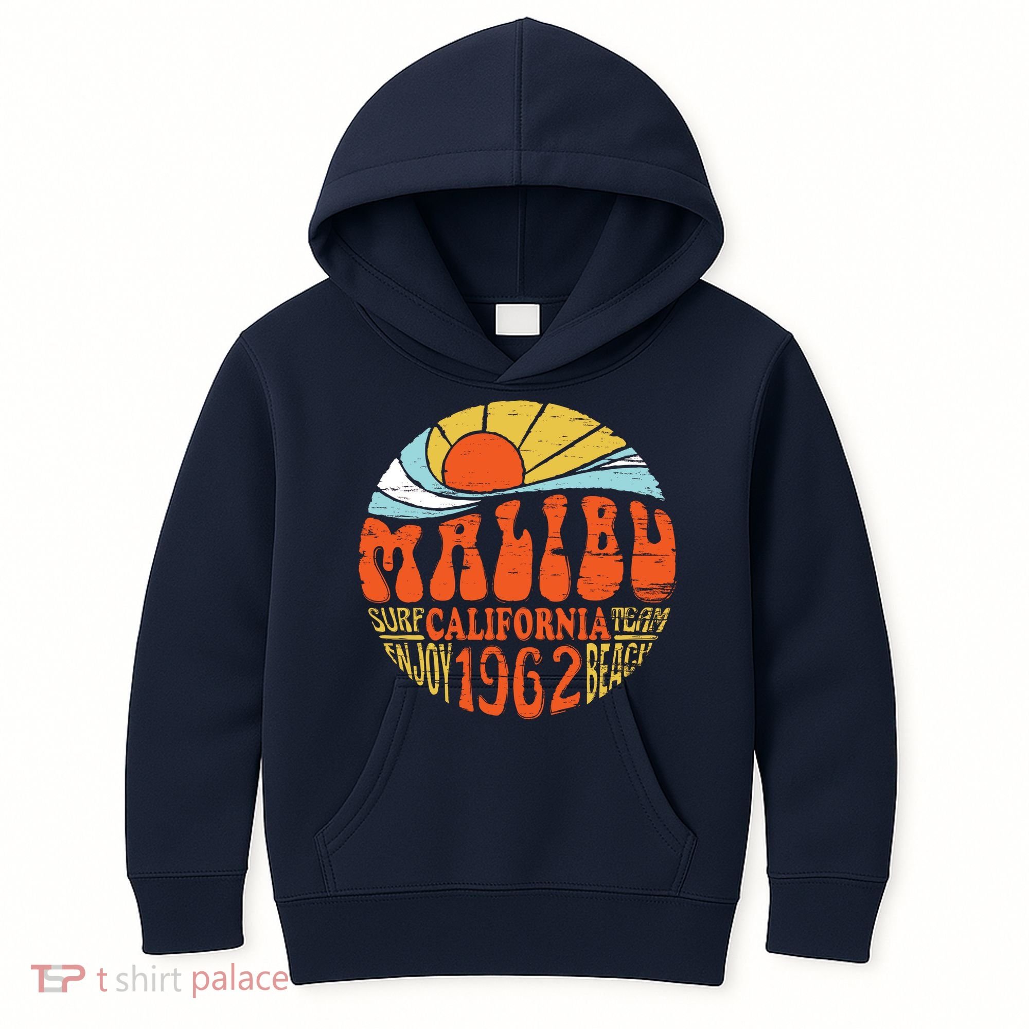 Malibu California Retro Distressed Kids Hoodie