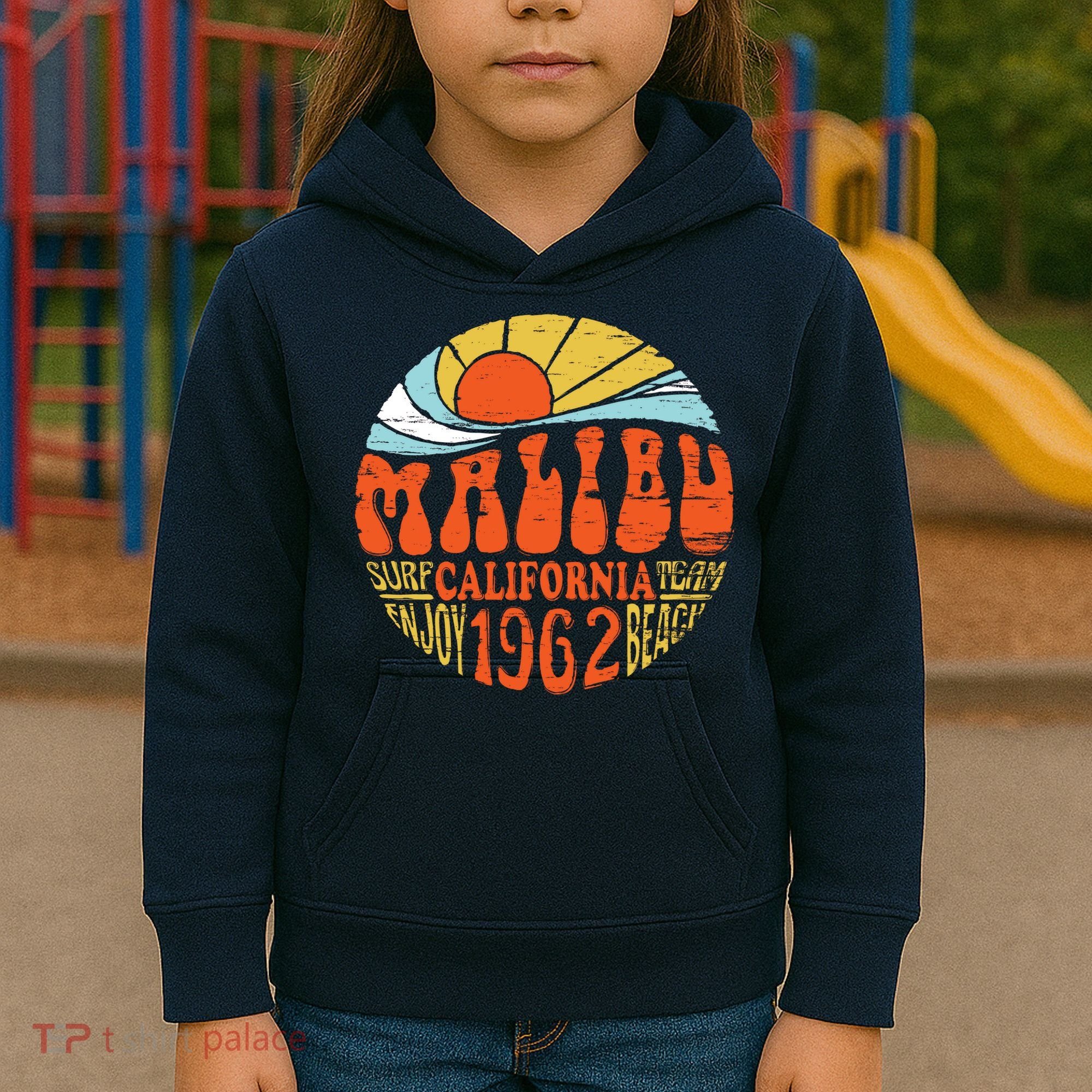 Malibu California Retro Distressed Kids Hoodie
