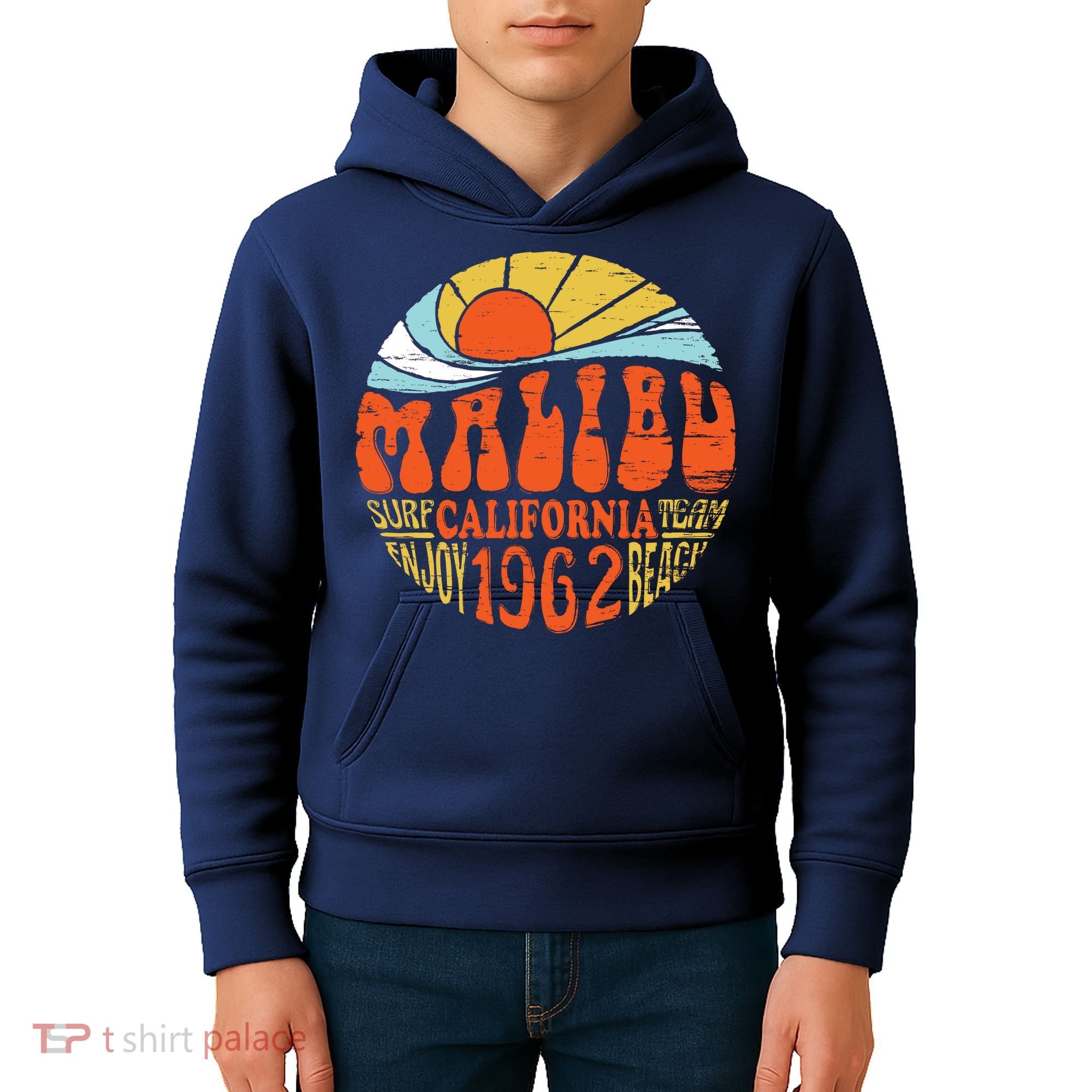 Malibu California Retro Distressed Kids Hoodie