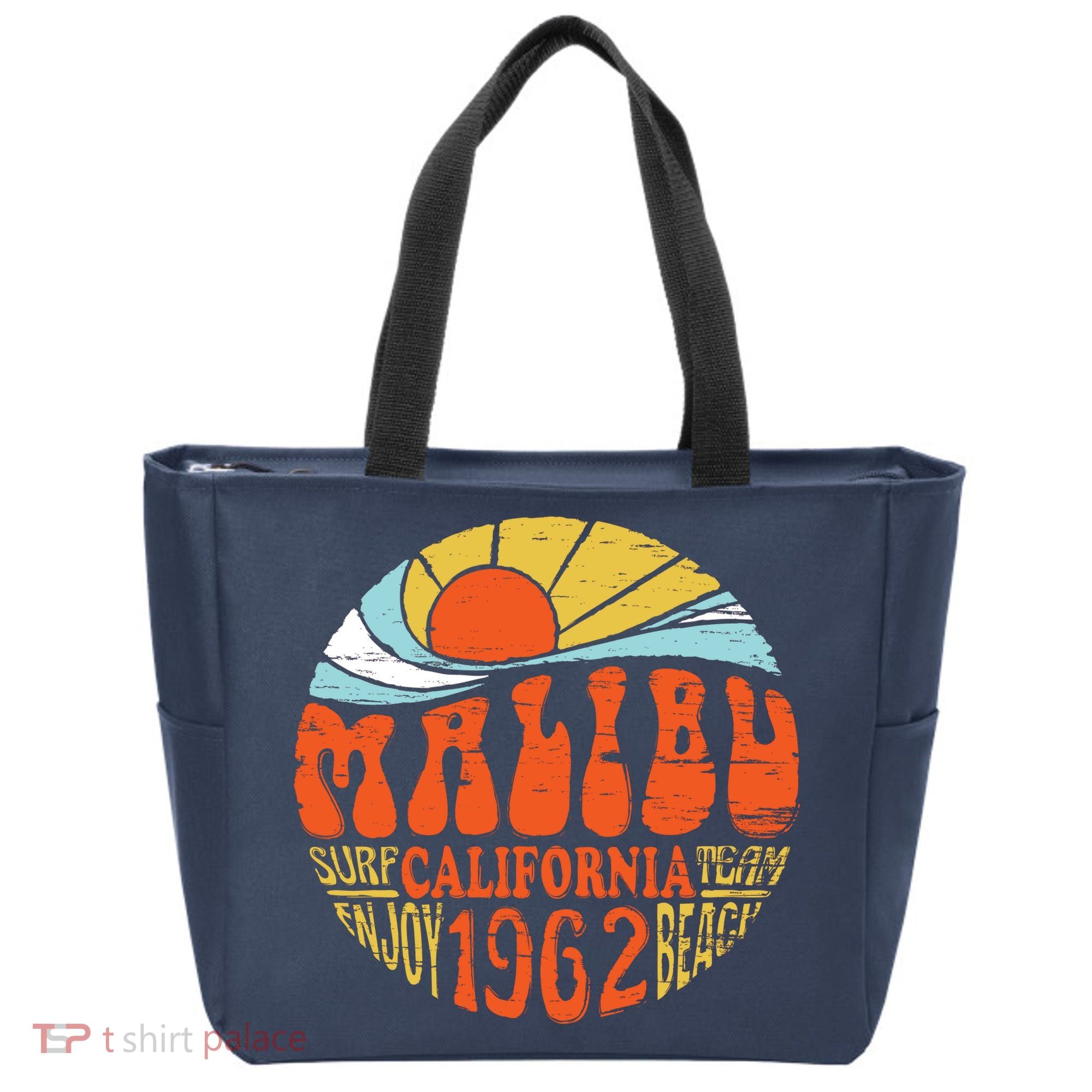 Malibu California Retro Distressed Tote Bag