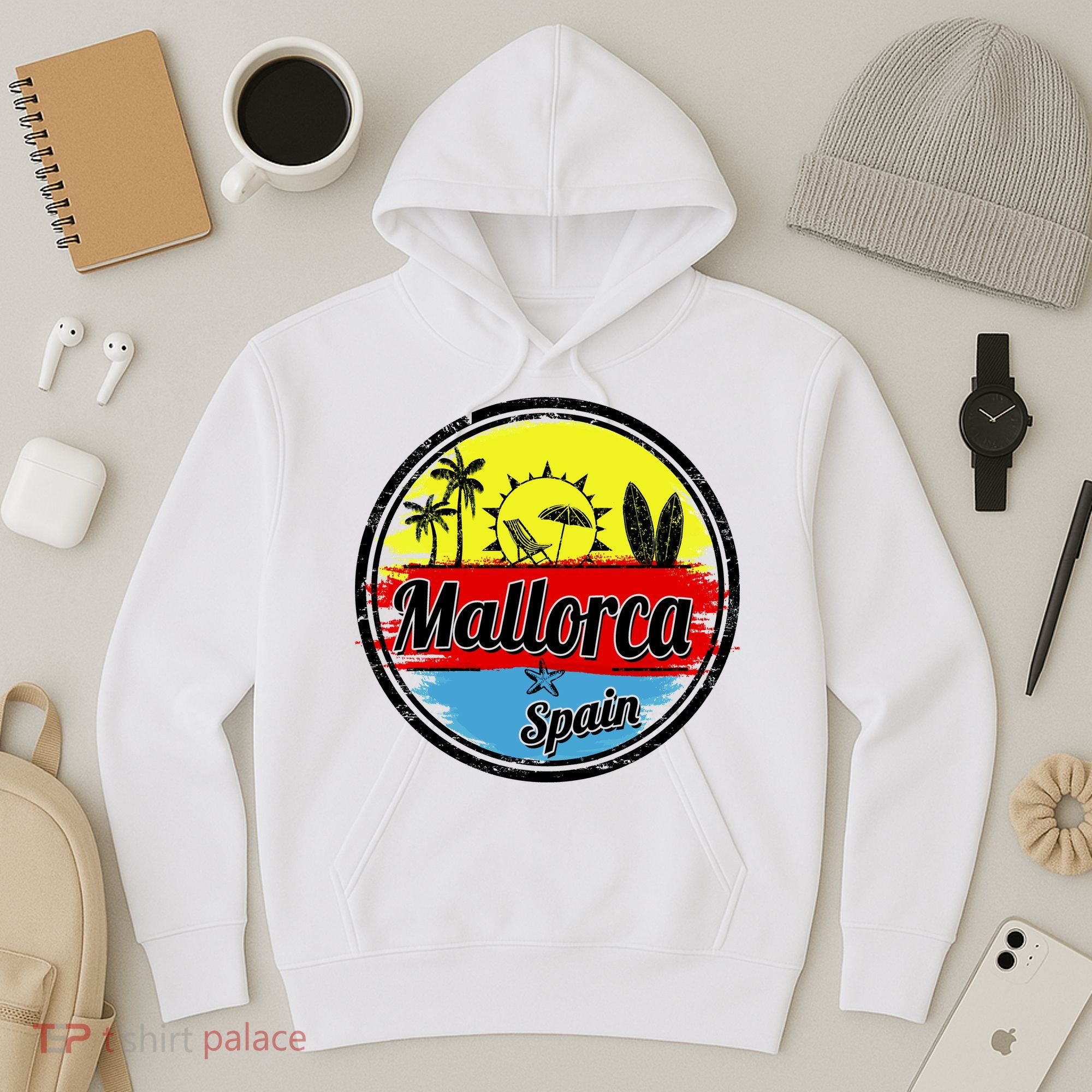 Mallorca Spain Retro Circle Hoodie