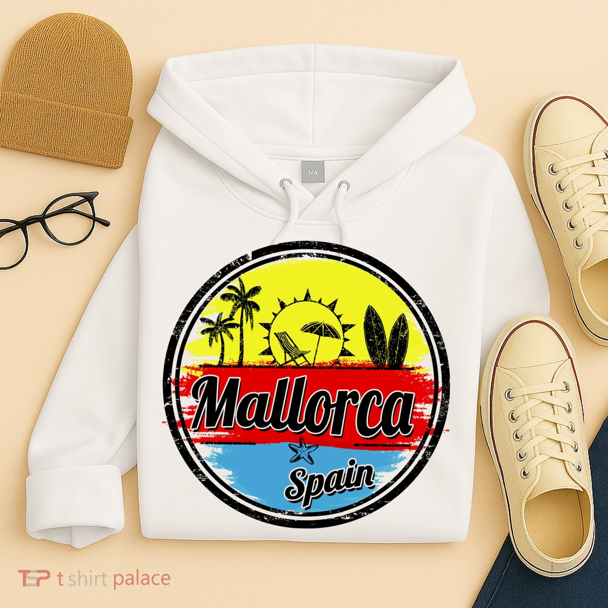 Mallorca Spain Retro Circle Hoodie