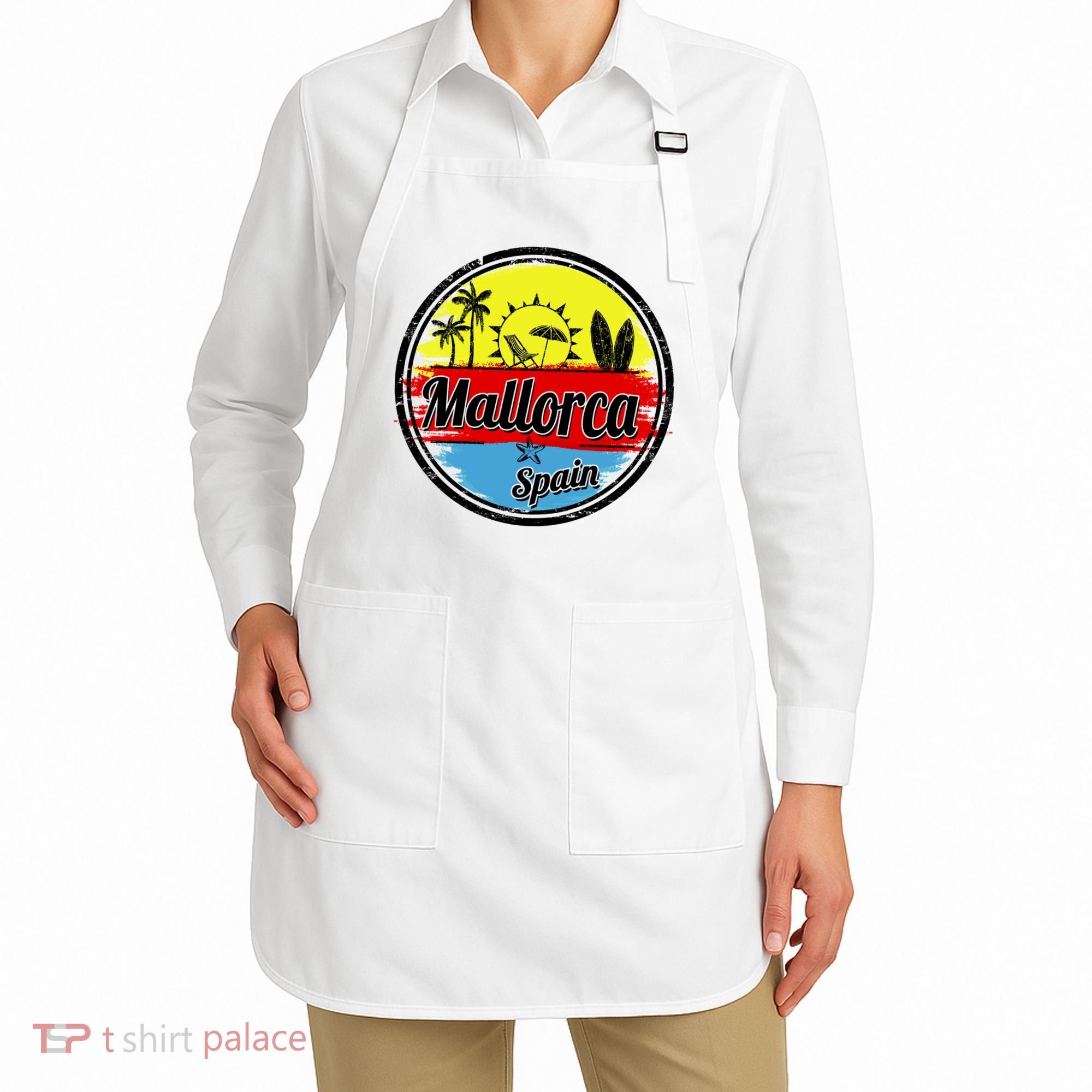 Mallorca Spain Retro Circle Apron