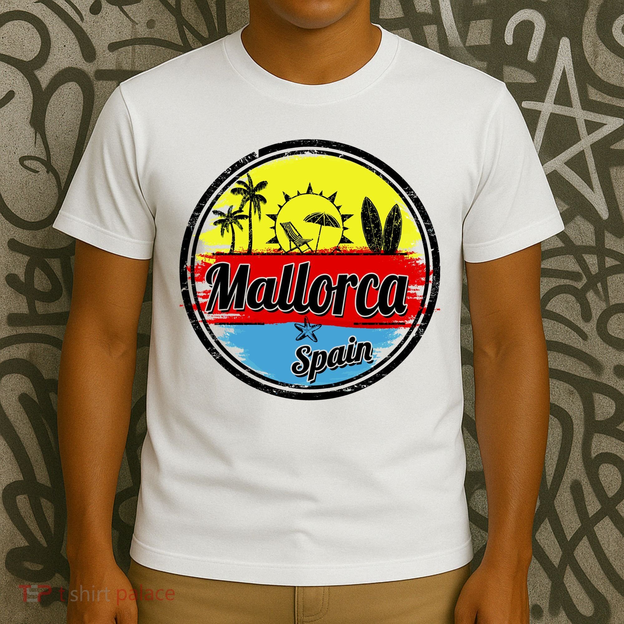 Mallorca Spain Retro Circle T-Shirt
