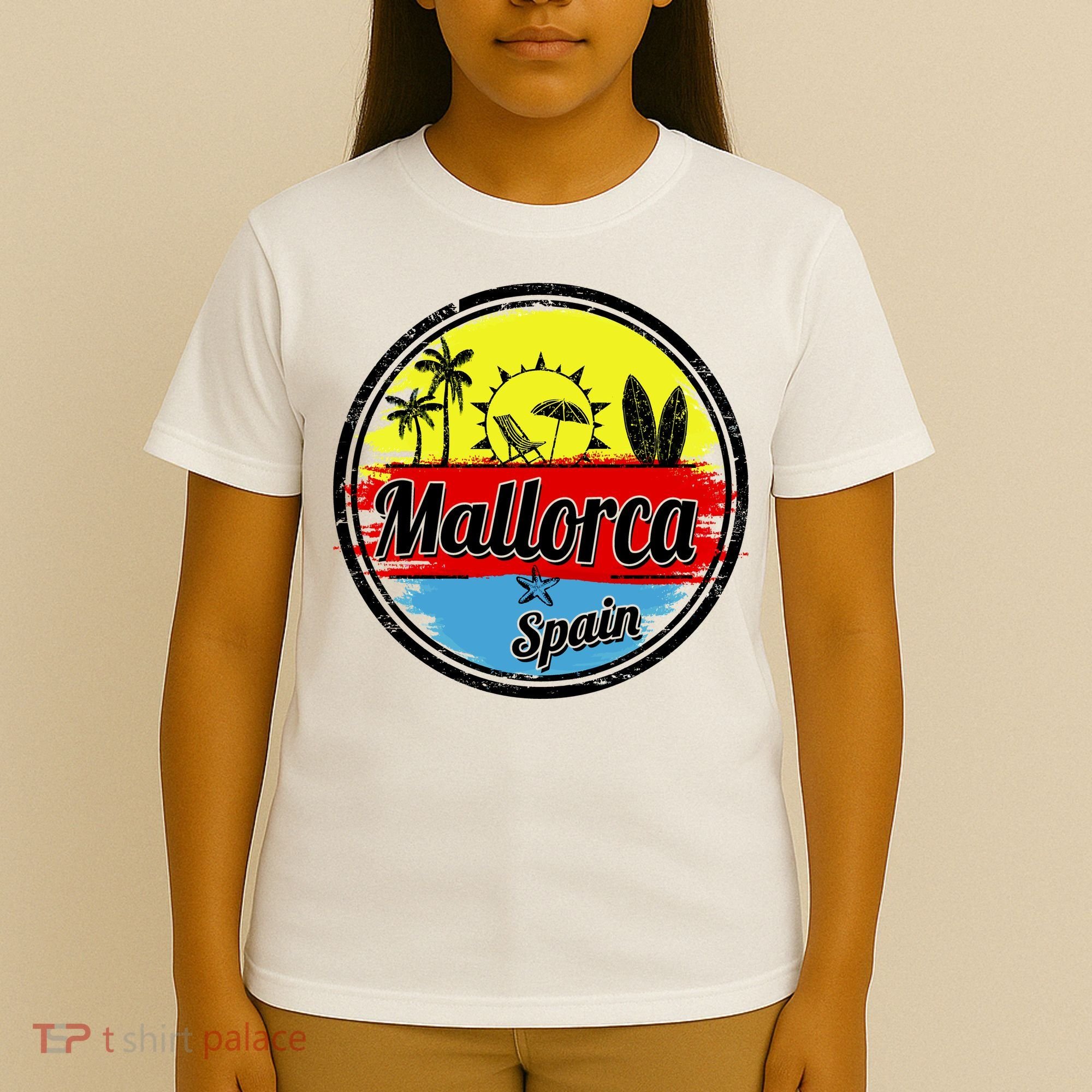 Mallorca Spain Retro Circle T-Shirt