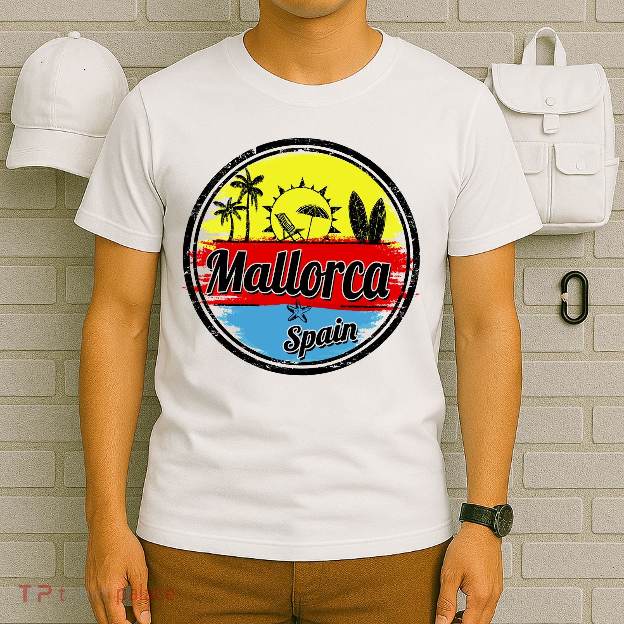 Mallorca Spain Retro Circle T-Shirt