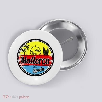 Mallorca Spain Retro Circle Button