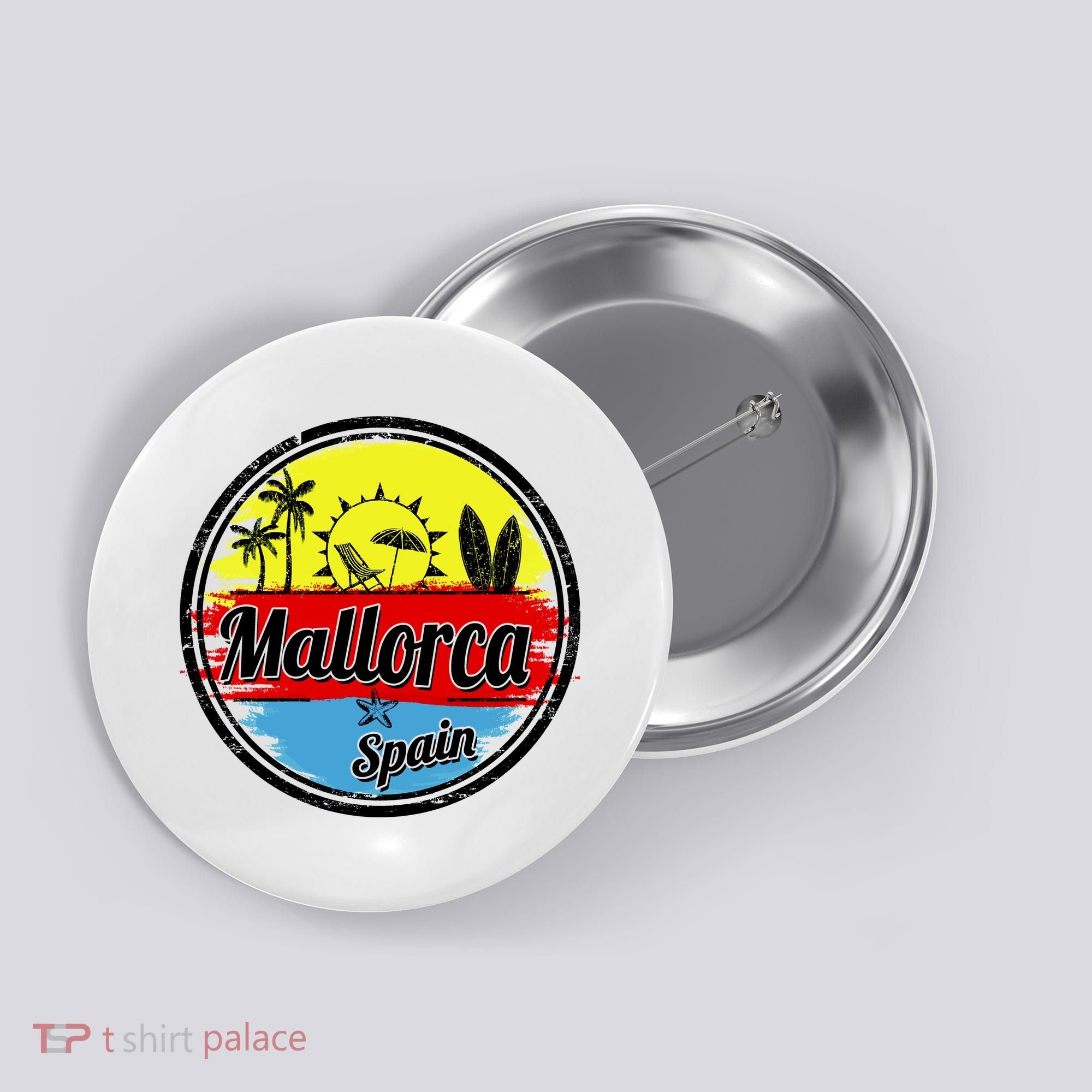 Mallorca Spain Retro Circle Button