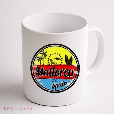 Mallorca Spain Retro Circle Coffee Mug back