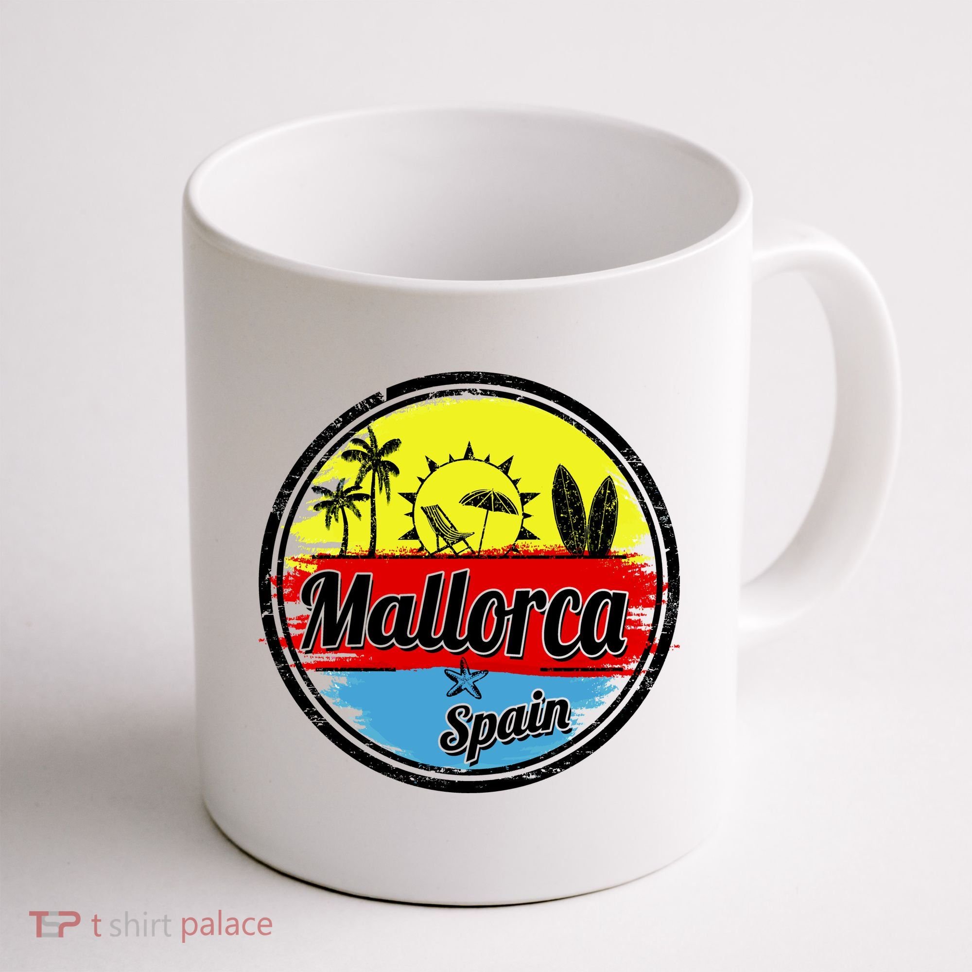 Mallorca Spain Retro Circle Coffee Mug