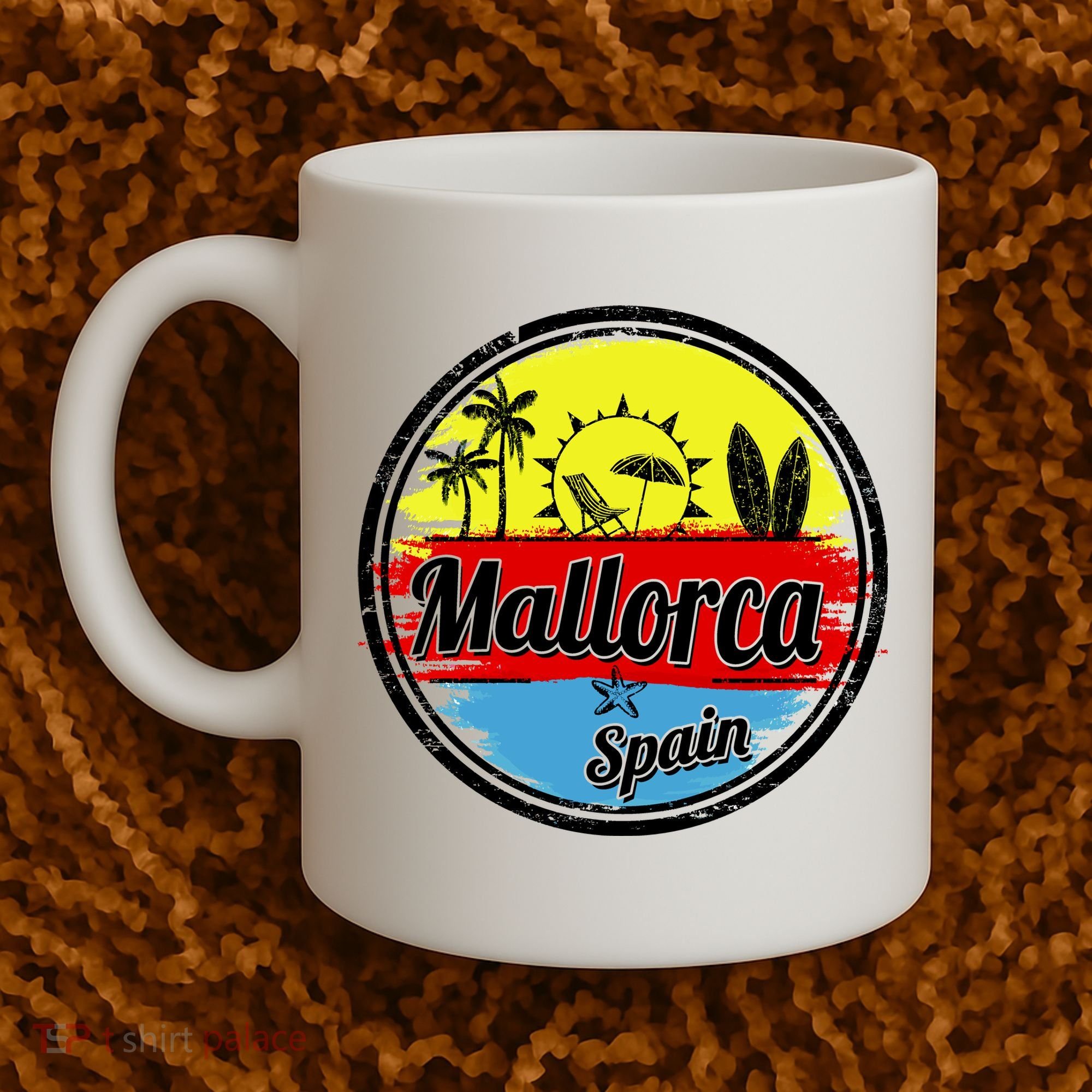 Mallorca Spain Retro Circle Coffee Mug