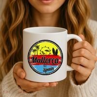 Mallorca Spain Retro Circle Coffee Mug thumb 3