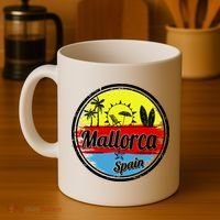 Mallorca Spain Retro Circle Coffee Mug thumb 4