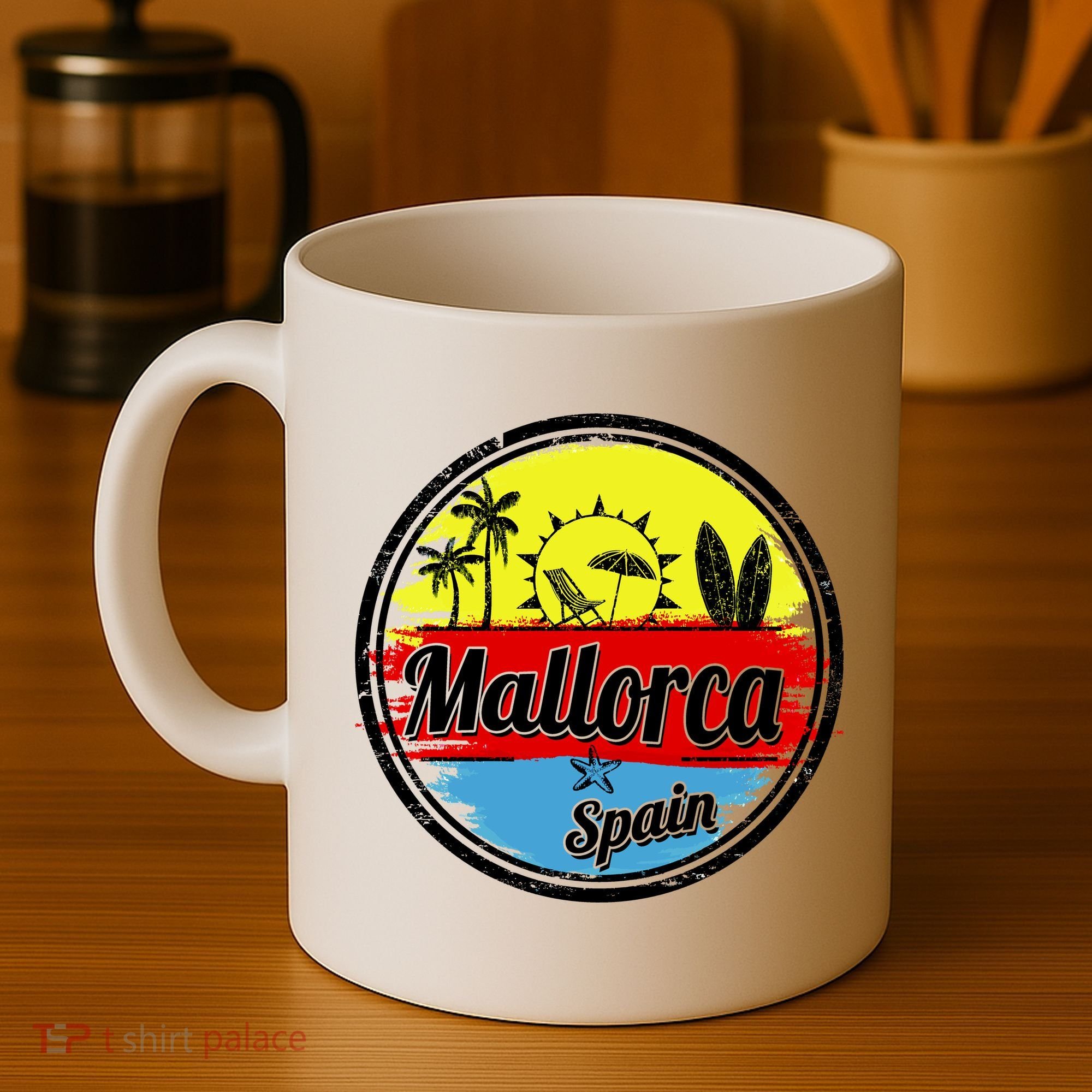 Mallorca Spain Retro Circle Coffee Mug