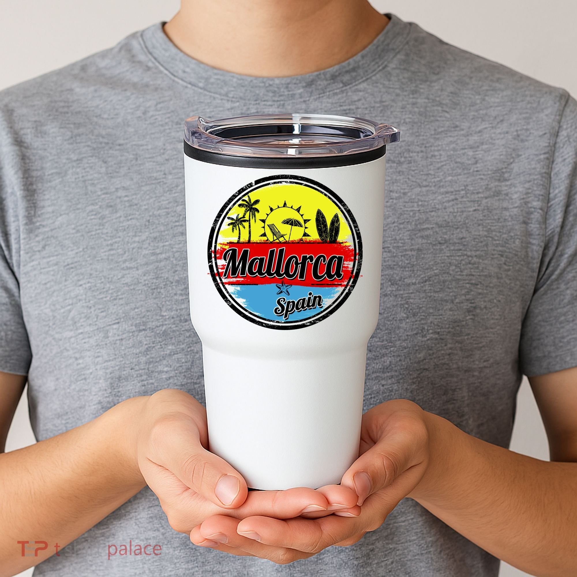 Mallorca Spain Retro Circle Tumbler